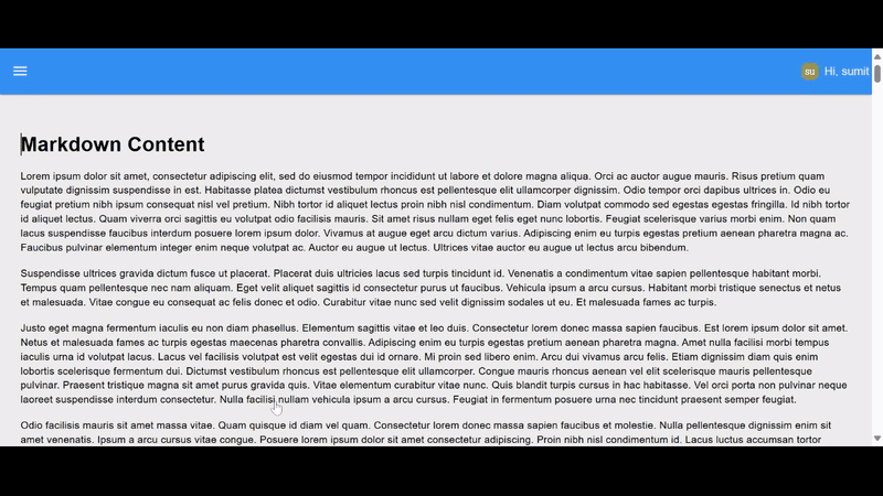 "Image showing the dashboard with fixed header"